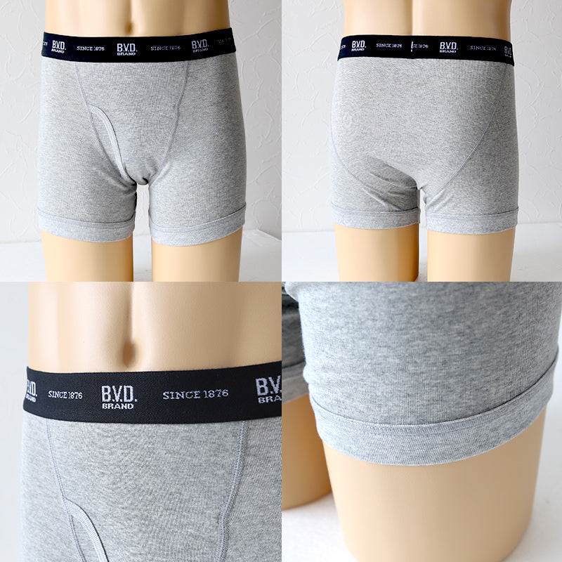 BVD メンズ ボクサーブリーフ 綿100% M～LL コットン 前開き 下着 肌着 インナー 男性 紳士 ボクサーパンツ グレー ブラック