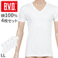 BVD 半袖 Vネック Tシャツ メンズ インナー 下着 綿100 白 4枚セット LL 大きいサイズ 快適 涼しい 薄手 通気性 肌着 無地 白シャツ 重ね着用 ブランド インナーウェア セット お得 着心地良い 定番 シンプル ギフト プレゼント 父の日 敬老の日