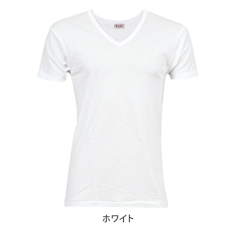 BVD 半袖 Vネック Tシャツ メンズ インナー 下着 綿100 白 4枚セット LL 大きいサイズ 快適 涼しい 薄手 通気性 肌着 無地 白シャツ 重ね着用 ブランド インナーウェア セット お得 着心地良い 定番 シンプル ギフト プレゼント 父の日 敬老の日