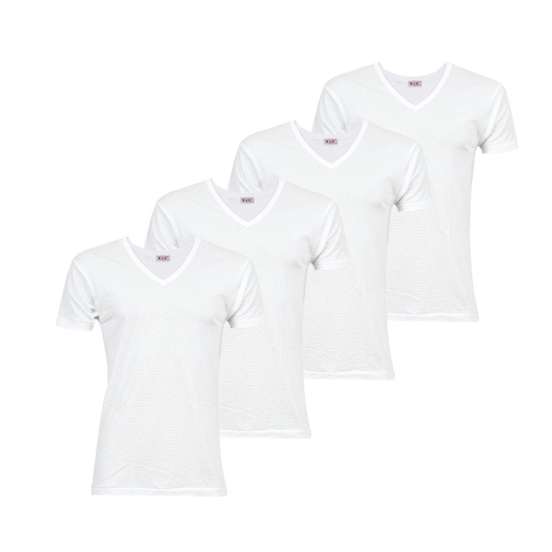 BVD 半袖 Vネック Tシャツ メンズ インナー 下着 綿100 白 4枚セット LL 大きいサイズ 快適 涼しい 薄手 通気性 肌着 無地 白シャツ 重ね着用 ブランド インナーウェア セット お得 着心地良い 定番 シンプル ギフト プレゼント 父の日 敬老の日
