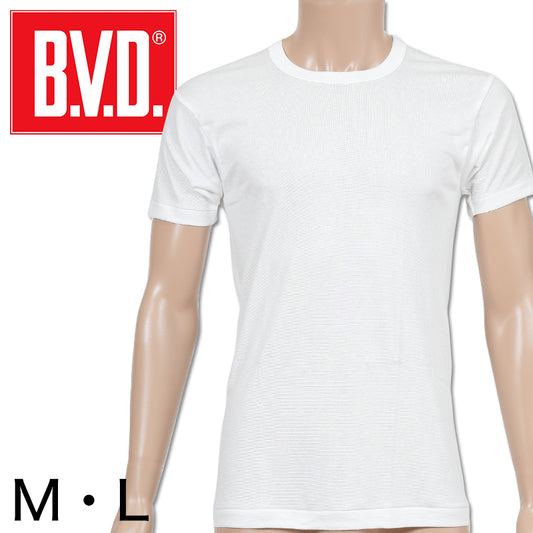 BVD メンズ 半袖シャツ クルーネック M・L (丸首 インナー 下着 男性 紳士 白 ホワイト) (在庫限り)