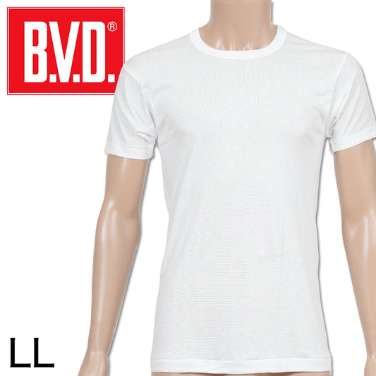 BVD メンズ 半袖シャツ クルーネック LL (丸首 インナー 下着 男性 紳士 白 ホワイト 大きいサイズ) (在庫限り)