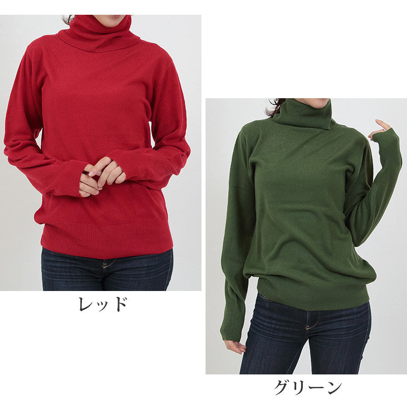 セーター レディース タートルネック ニット 無地 タートルネックセーター M・L トップス 秋服 冬服 長袖 薄手 女性 無地 シンプル カジュアル  (在庫限り)