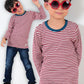 子供 長袖Tシャツ ボーダー キッズ 男の子 女の子 100cm～130cm 子供服 長袖 tシャツ ボーダー柄 綿100% コットン ロングTシャツ ロンT (送料無料) (在庫限り)