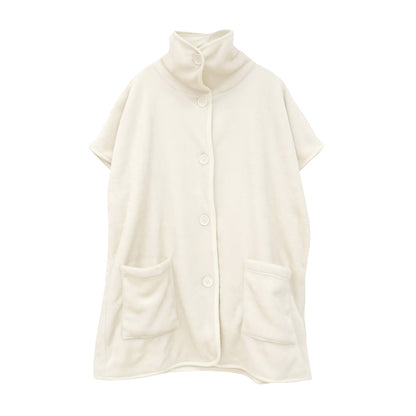 着る毛布 ショート丈 フリーサイズ (羽織 上着 パジャマ 部屋着 ふわふわ 起毛 暖かい 冷え対策 防寒着) (在庫限り)