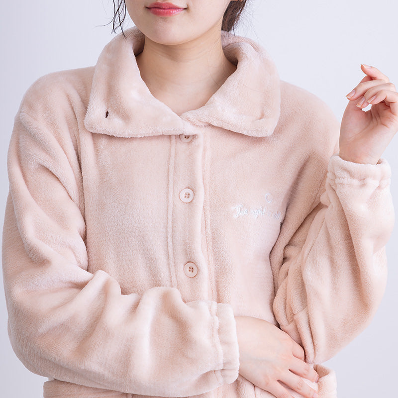 ルームウェア レディース 冬 可愛い パジャマ 長袖 寝巻き 寝間着 もこもこ 暖かい 前開き M-L 防寒 部屋着 上下セット 婦人 女性 暖かい あたたかい あったかい フランネル