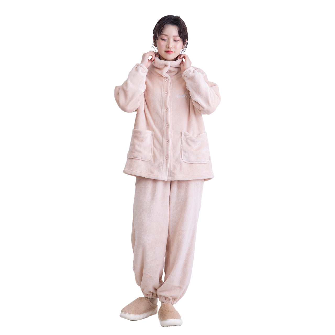 ルームウェア レディース 冬 可愛い パジャマ 長袖 寝巻き 寝間着 もこもこ 暖かい 前開き M-L 防寒 部屋着 上下セット 婦人 女性 暖かい あたたかい あったかい フランネル