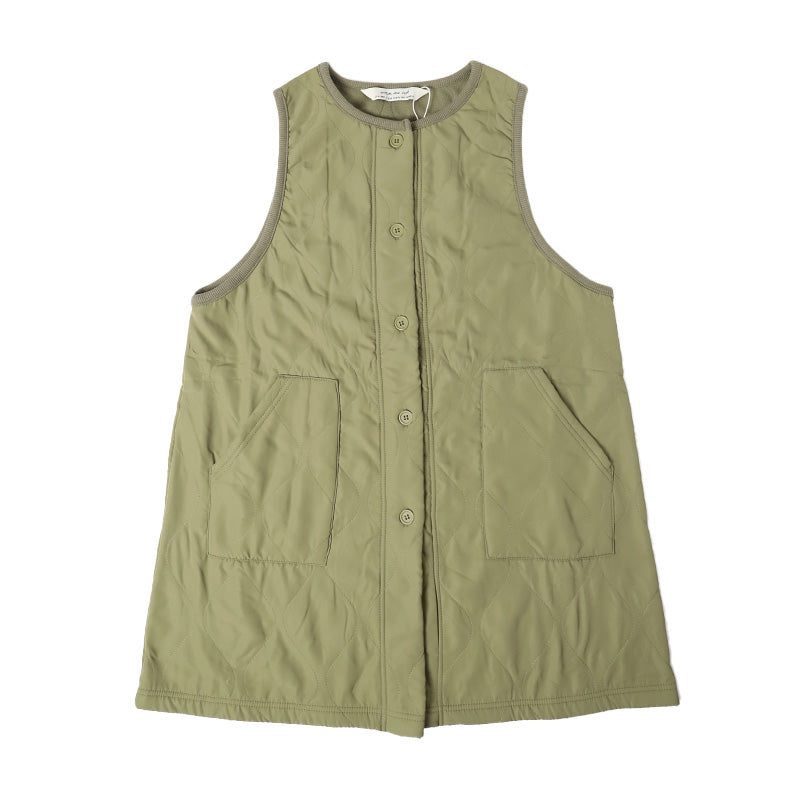 エプロン 暖かい 裏フリース 撥水 おしゃれ 前開き レディース 羽織り アウター M-L 冬 実用的 シンプル 無地 可愛い ノースリーブ 防寒 家事 キッチン ガーデニング 水回り キルティング キルト h型 ロングベスト