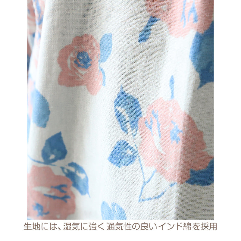 割烹着 おしゃれ かっぽう着 綿 花柄 バラ柄 M (かわいい 綿100% コットン 母の日 プレゼント 実用的 お母さん 贈り物 シンプル エプロン 保育士 )