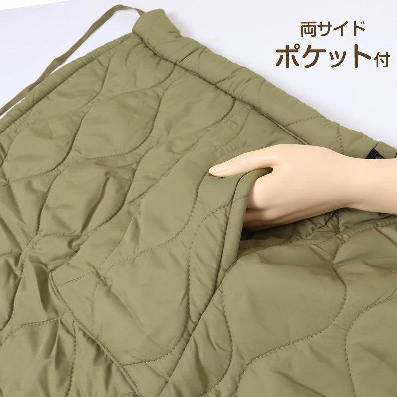 巻きスカート ポケット付き 防寒 ラップスカート ロング ロング丈 キルティング スカート はっ水 90cm丈 ひざ掛け あったか 暖かい おしゃれ アウトドア 外仕事 可愛い かわいい ひざかけ 冷え対策 無地