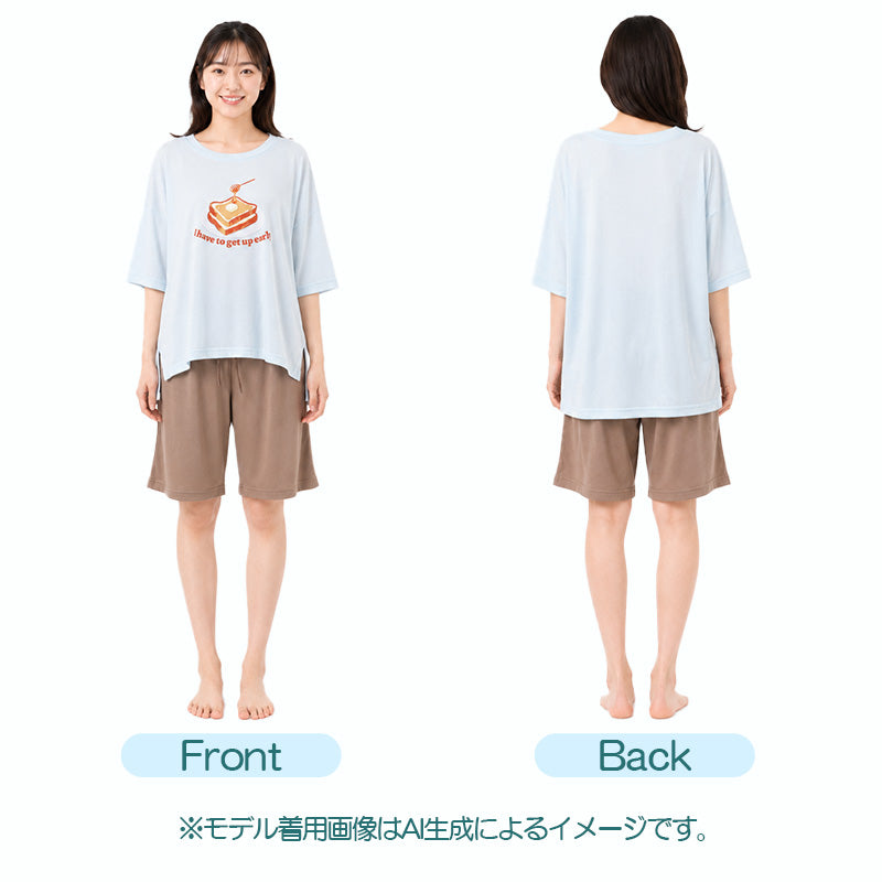 レディース パジャマ 半袖 上下セット 接触冷感 ルームウェア 夏 薄手 M-L 涼しい 冷感 部屋着 ナイトウェア セットアップ プリント かわいい ひんやり 軽い やわらかい リラックス 寝巻き 大人 女性 夏用パジャマ 婦人パジャマ 半袖パジャマ
