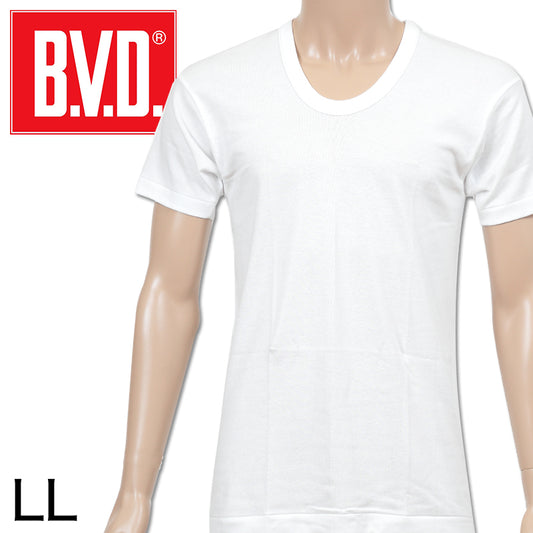 BVD メンズ 半袖シャツ Uネック Finest Touch EX 綿100％ LL (インナー 下着 男性 紳士 白 ホワイト コットン 大きいサイズ) (在庫限り)