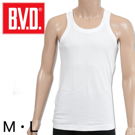 BVD メンズ タンクトップ Finest Touch EX 綿100％ M・L (コットン ランニング シャツ インナー 下着 男性 紳士 白 ホワイト) (在庫限り)