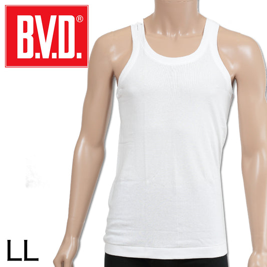BVD メンズ タンクトップ Finest Touch EX 綿100％ LL (コットン ランニング シャツ インナー 下着 男性 紳士 白 ホワイト 大きいサイズ) (在庫限り)
