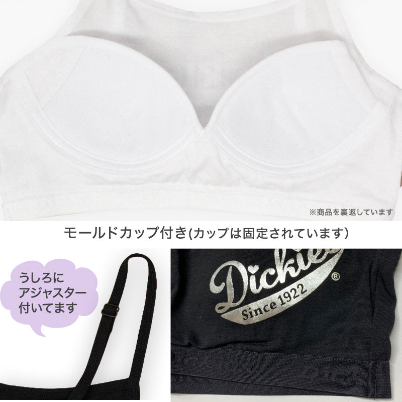 ジュニア 女の子 下着 ジュニアブラ ハーフキャミ カップ付き 150cm～165cm (スポーツブラ 女子 モールドカップ ディッキーズ 150 160 165) (在庫限り)