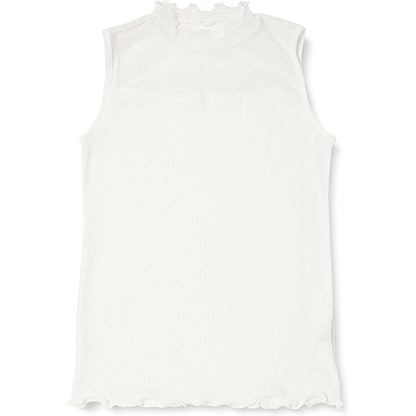 キッズ タンクトップ 首元 レース ハイネック ノースリーブ インナー 女の子 130cm～160cm 子供服 トップス 子供 シャツ 130 140 150 160 女児 こども ジュニア 下着 肌着 黒 白 (在庫限り)