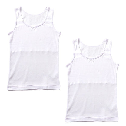 綿100％ 胸二重 タンクトップ 2枚組　吸水速乾 女の子 ジュニア インナー 130 140 150 160cm 子供 下着 綿素材 通学用 スクールインナー 吸汗速乾 通気性 肌着 無地 シンプル 白 黒 小学生 中学生 女児 下着 はじめて 胸カバー インナー 通学 成長期 綿インナー キッズ