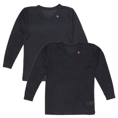 男の子 インナー 8分袖 2枚組 女児 子供用 肌着 120 130 140 150 160 170cm あったか 温度調節 吸熱 放熱 通園 通学 吸湿 速乾 うす手 薄手 軽い 無地 シンプル ブラック 黒 子供服 下着