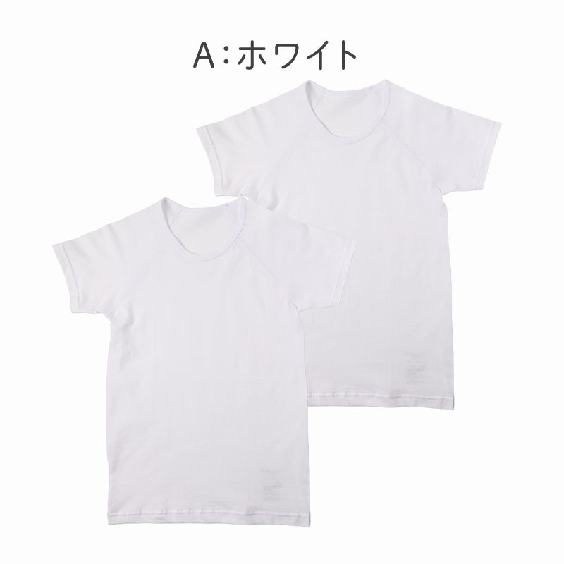 キッズ 半袖 シャツ インナー 2枚組 綿100% オーガニックコットン 吸水速乾 敏感肌 男女兼用 男の子 女の子 下着 綿 コットン 肌着 100 110 120 130 140 150 160 cm 子供 子ども ジュニア やさしい 通園 通学 白 黒 2P 2枚セット