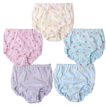 ショーツ キッズ 女の子 綿100％ パンツ 5枚組 ガールズ 下着 子供 お名前タグ付き ウエストゴム交換可 90 100 110 120 130 cm コットン パンツセット 女児ショーツ インナー 通園 通学 保育園 幼稚園 小学生 フルーツ柄 かわいい