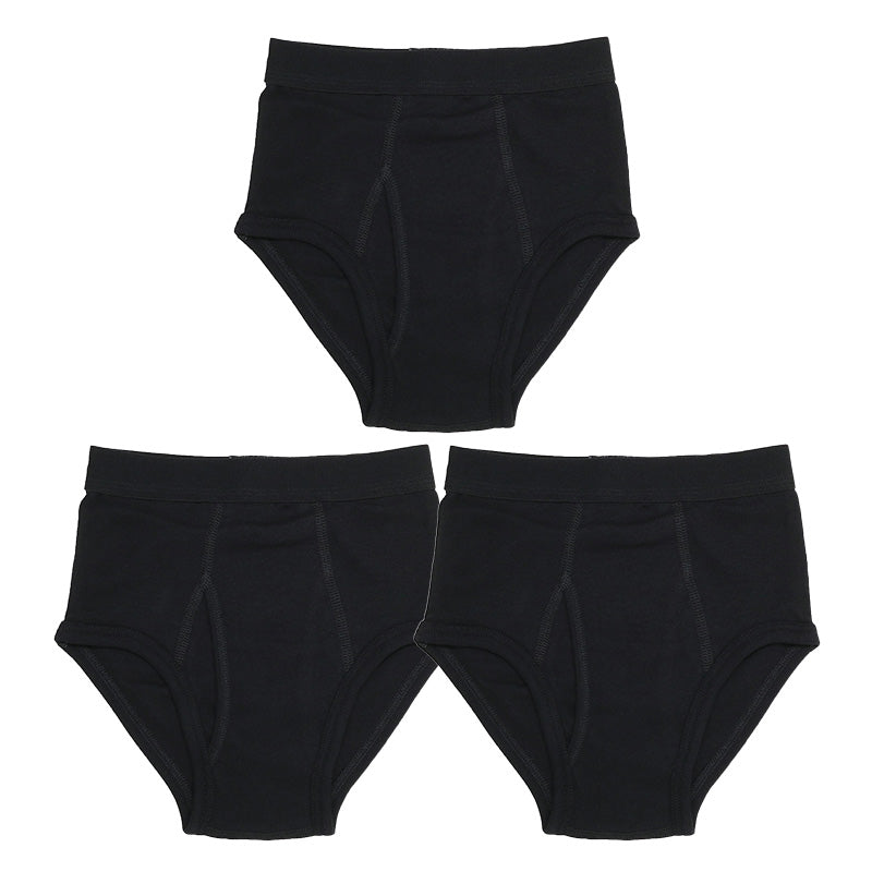 ブリーフ キッズ 男の子 パンツ 綿100％ 3枚組 下着 子供 インナー 120cm 130cm 140cm 150cm 160cm ジュニア 前開き コットン 無地 ブラック セット まとめ買い 肌にやさしい ストレッチ 快適 シンプル 通学 小学生 中学生