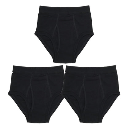 ブリーフ キッズ 男の子 パンツ 綿100％ 3枚組 下着 子供 インナー 120cm 130cm 140cm 150cm 160cm ジュニア 前開き コットン 無地 ブラック セット まとめ買い 肌にやさしい ストレッチ 快適 シンプル 通学 小学生 中学生