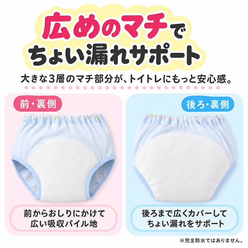 女の子 トレーニングパンツ 肌側綿100％ 3枚組 3層構造 トイトレ パンツ トレパン トイレトレーニング 90 100 110 120 cm キッズ 女児 子供用 ちょい漏れ対策 パイル ネームタグ 通園 保育園 幼稚園 お着替え 洗い替え パンツデビュー おむつ外し