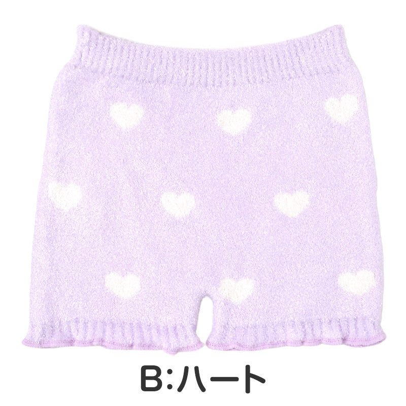 女の子 もこもこパンツ マシュマロパンツ ふわふわ あったか オーバーパンツ 1分丈 マイクロ丈 140 150 160 cm キッズ ジュニア 女児 インナー 防寒 ルームウェア 部屋着 重ね履き 秋冬 ポリエステル混 ハート ボーダー ガロー ショートパンツ