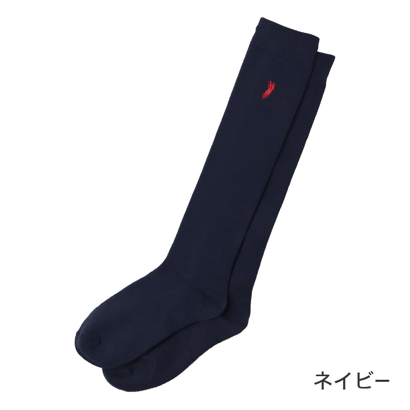 スクールソックス 紺 黒 ワンポイント ハイソックス 学生 中高生 中学生 高校生 靴下 通学 POLO ウエスタン 刺繍 22-24cm 女性 レディース 22cm 23cm 24cm WESTERN POLO TEXAS