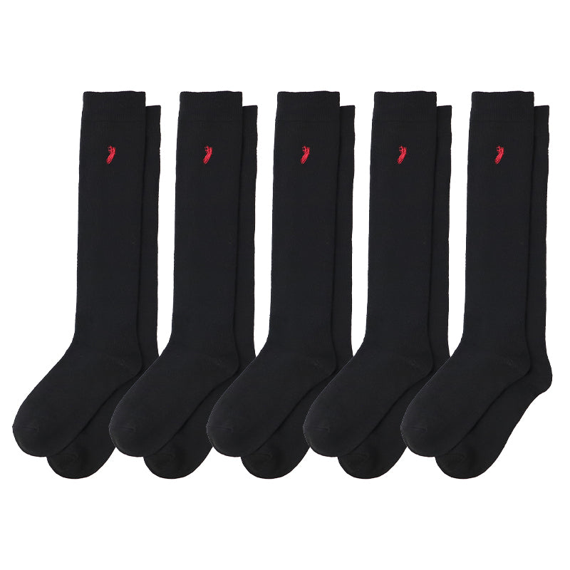 スクールソックス 紺 黒 ワンポイント 5足セット ハイソックス 学生 中高生 中学生 高校生 靴下 通学 POLO ウエスタン 刺繍 22-24cm 女性 レディース 22cm 23cm 24cm WESTERN POLO TEXAS