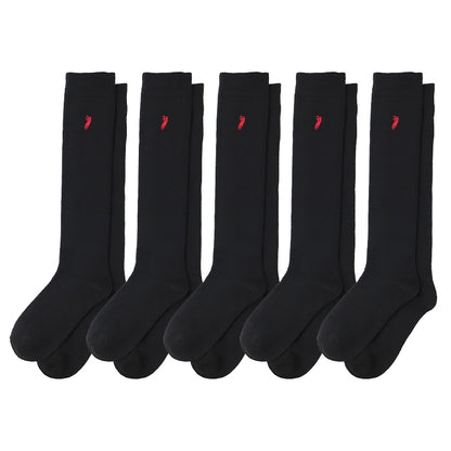 スクールソックス 紺 黒 ワンポイント 5足セット ハイソックス 学生 中高生 中学生 高校生 靴下 通学 POLO ウエスタン 刺繍 22-24cm 女性 レディース 22cm 23cm 24cm WESTERN POLO TEXAS