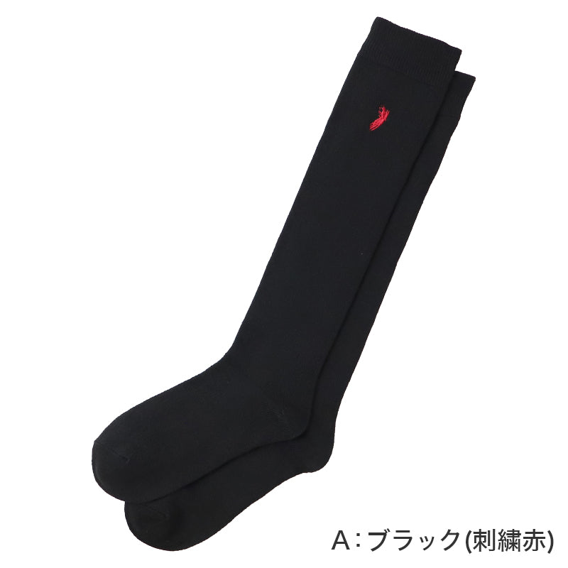 スクールソックス ハイソックス リブ レディース 黒 紺 22-24cm ワンポイント 刺繍 靴下 女子 中学生 高校生 通学 学校 22cm 23cm 24cm WESTERN POLO TEXAS