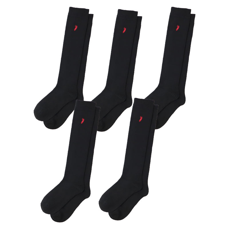 スクールソックス ハイソックス リブ レディース 5足セット 黒 紺 22-24cm ワンポイント 刺繍 靴下 女子 中学生 高校生 通学 学校 22cm 23cm 24cm WESTERN POLO TEXAS
