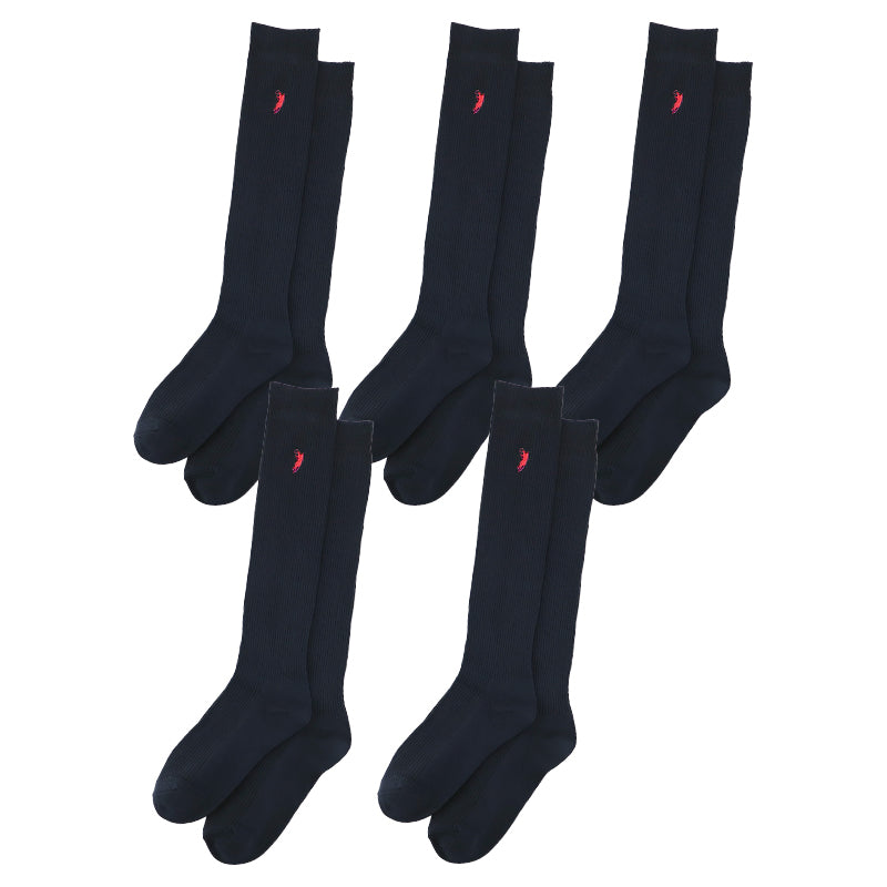 スクールソックス ハイソックス リブ レディース 5足セット 黒 紺 22-24cm ワンポイント 刺繍 靴下 女子 中学生 高校生 通学 学校 22cm 23cm 24cm WESTERN POLO TEXAS
