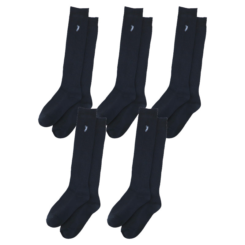 スクールソックス ハイソックス リブ レディース 5足セット 黒 紺 22-24cm ワンポイント 刺繍 靴下 女子 中学生 高校生 通学 学校 22cm 23cm 24cm WESTERN POLO TEXAS