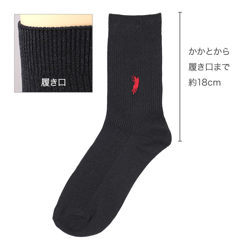 5枚セット 靴下 レディース リブ ソックス 綿混 レディースソックス 22-24cm スクールソックス 通学 くつした くつ下 黒 ブラック おしゃれ シンプル 可愛い 刺繍 WESTERN POLO TEXAS まとめ買い 5足組