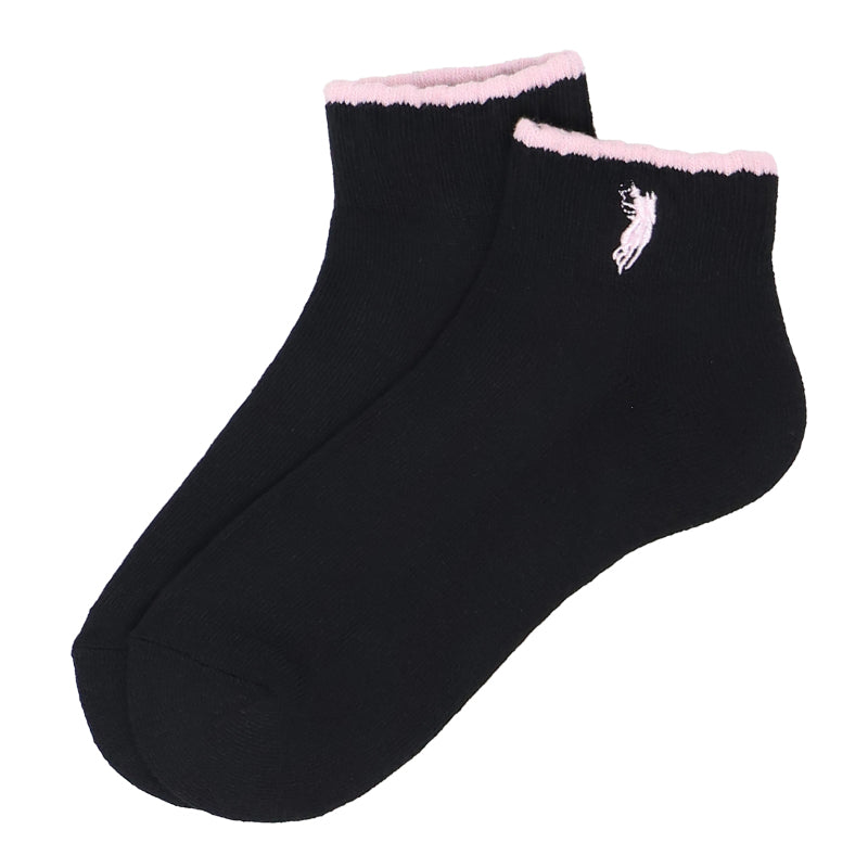 レディース ソックス 靴下 POLO ウエスタン スニーカー丈 刺繍 ワンポイント 22-24cm 23cm 24cm 底パイル ブラック ネイビー グレー モカ