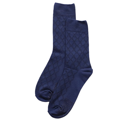 メンズ 靴下 クルーソックス メンズソックス 履き口ゆったり すべり止め付き 25 26 27 cm クルー丈 口ゆったり ゆったり靴下 痛くなりにくい フローリング 介護 仕事用 在宅用 デイリー 滑り止め 病院用 使いやすい ビジネスソックス ブラック 黒 ネイビー 紺