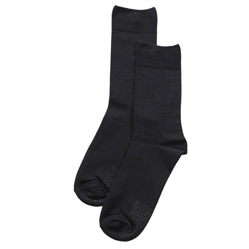 メンズ 靴下 クルーソックス メンズソックス 履き口ゆったり すべり止め付き 25 26 27 cm クルー丈 口ゆったり ゆったり靴下 痛くなりにくい フローリング 介護 仕事用 在宅用 デイリー 滑り止め 病院用 使いやすい ビジネスソックス ブラック 黒 ネイビー 紺