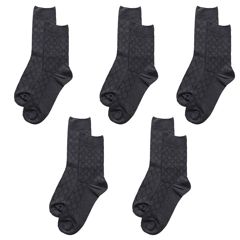 メンズ 靴下 クルーソックス メンズソックス 5足セット 25 26 27 cm クルー丈 履き口ゆったり すべり止め付き 口ゆったり ゆったり靴下 痛くなりにくい フローリング 介護 仕事用 在宅用 デイリー 滑り止め 病院用 使いやすい ビジネスソックス ブラック 黒 まとめ買い
