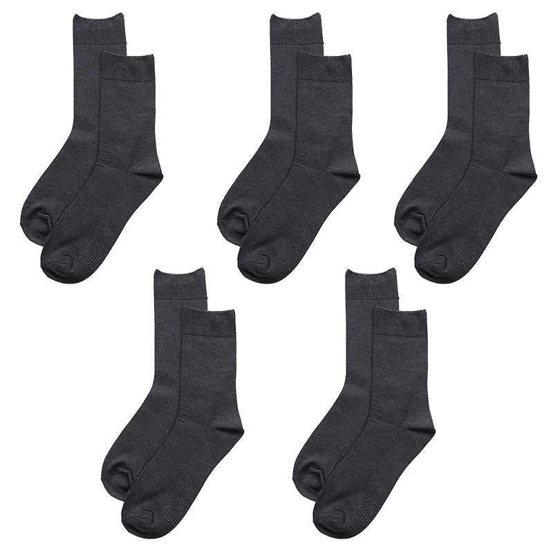 メンズ 靴下 クルーソックス メンズソックス 5足セット 25 26 27 cm クルー丈 履き口ゆったり すべり止め付き 口ゆったり ゆったり靴下 痛くなりにくい フローリング 介護 仕事用 在宅用 デイリー 滑り止め 病院用 使いやすい ビジネスソックス ブラック 黒 まとめ買い