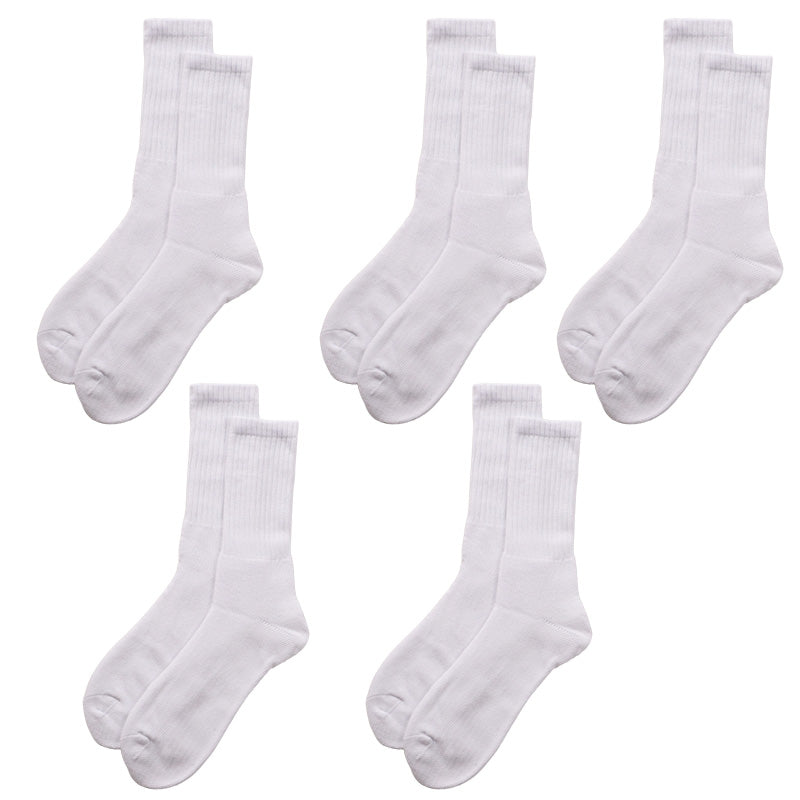 メンズ スポーツソックス クルー丈 総パイル 靴下 厚手 5足セット 25 26 27 cm 綿混 クッション クルー ソックス パイル スポーツ 運動 ジム ウォーキング ランニング トレーニング 立ち仕事 黒 白 ブラック ホワイト 疲れにくい まとめ買い