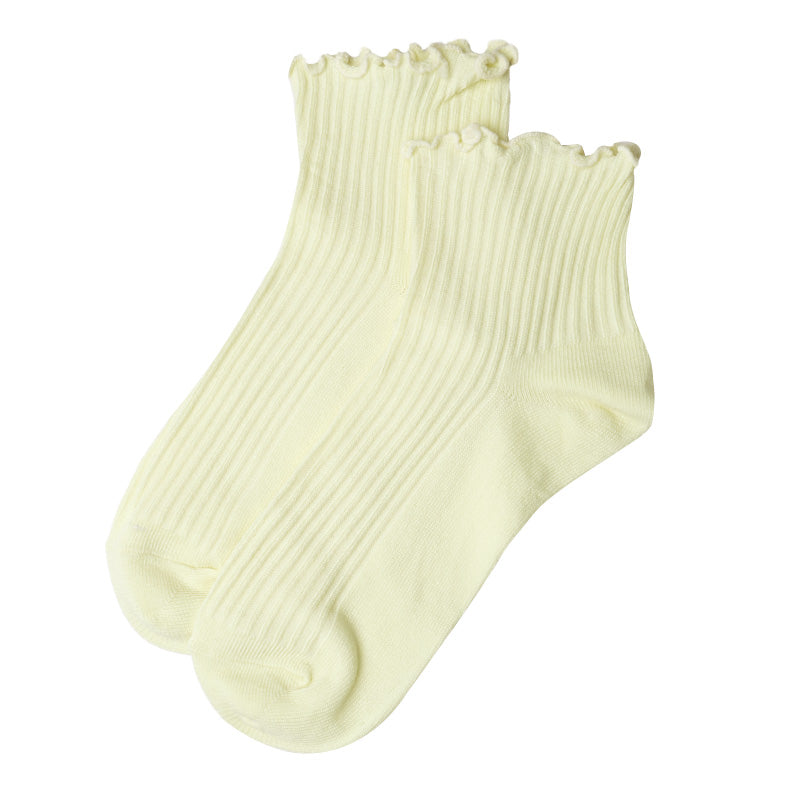 靴下 レディース クルーソックス リブ ワッフル生地 22～24cm 快適 靴下 無地 オールシーズン おしゃれ くつした くつ下 通気性 伸縮 クルー丈 婦人靴下 シンプル 可愛い