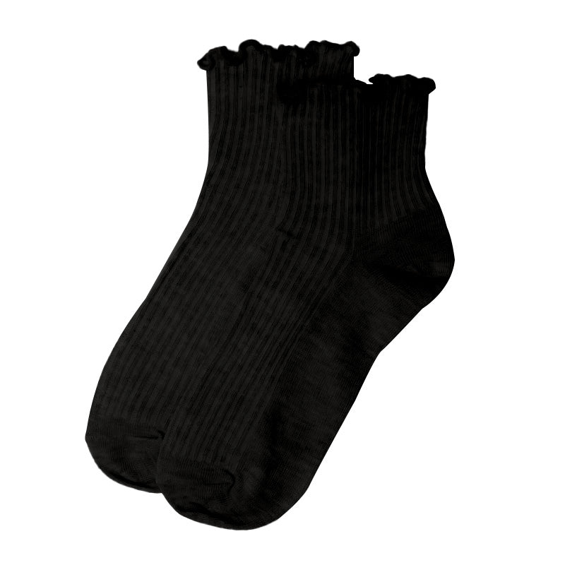 靴下 レディース クルーソックス リブ ワッフル生地 22～24cm 快適 靴下 無地 オールシーズン おしゃれ くつした くつ下 通気性 伸縮 クルー丈 婦人靴下 シンプル 可愛い