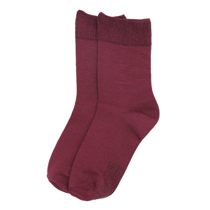 靴下 レディース クルーソックス 履き口ゆったり すべり止め付き 22～24cm 快適 靴下 無地 オールシーズン おしゃれ くつした くつ下 通気性 伸縮 クルー丈 婦人靴下 シンプル