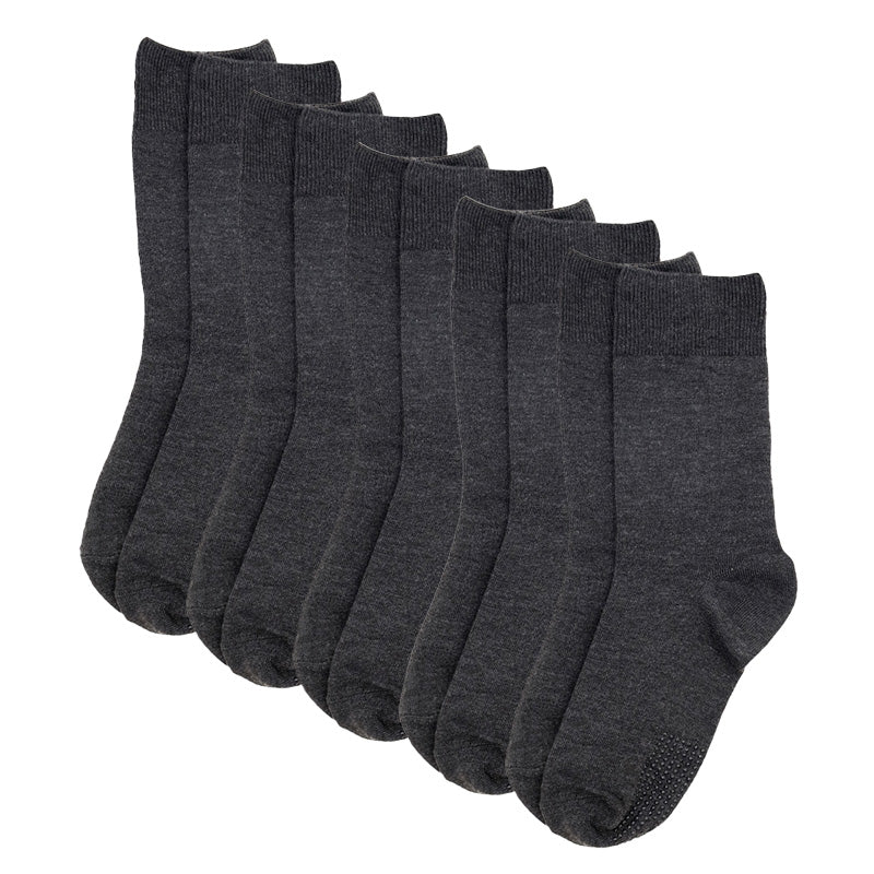 靴下 レディース 5足組 クルーソックス 履き口ゆったり すべり止め付き 22～24cm 快適 靴下 無地 オールシーズン おしゃれ くつした くつ下 通気性 伸縮 クルー丈 婦人靴下 シンプル まとめ買い