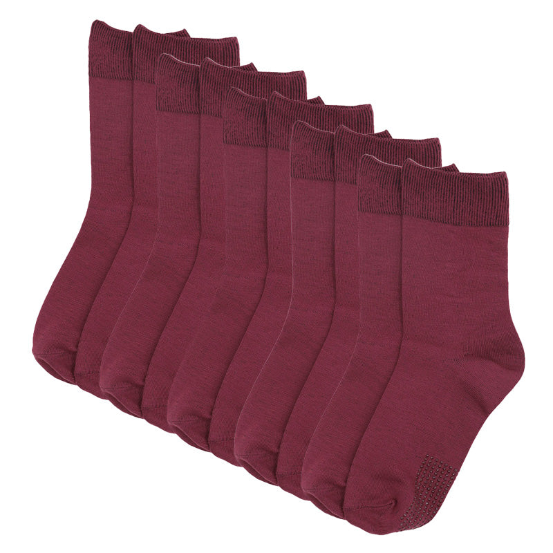 靴下 レディース 5足組 クルーソックス 履き口ゆったり すべり止め付き 22～24cm 快適 靴下 無地 オールシーズン おしゃれ くつした くつ下 通気性 伸縮 クルー丈 婦人靴下 シンプル まとめ買い