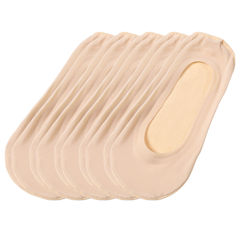 フットカバー 5足セット 浅履き レディース シリコン付 すべり止め付 22 23 24cm 靴下 滑り止め ずれにくい 黒 肌色 まとめ買い