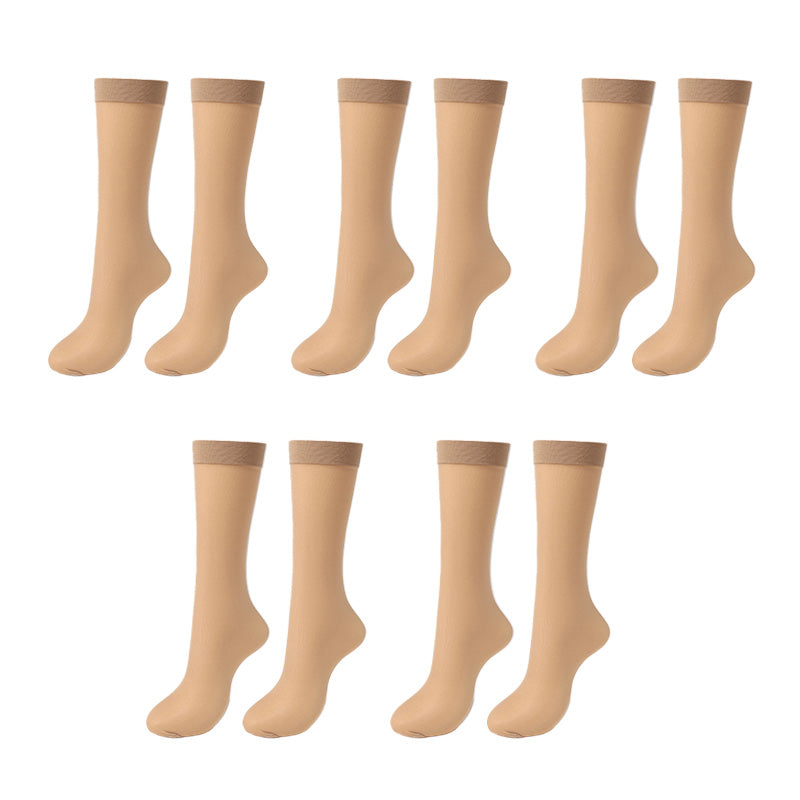 ショートストッキング 5セット ストッキング ひざ下 ハイソックス レディース ひざ下丈ストッキング ナイロン 22-24cm 婦人 ベージュ 黒 肌色 膝下 ひざ丈