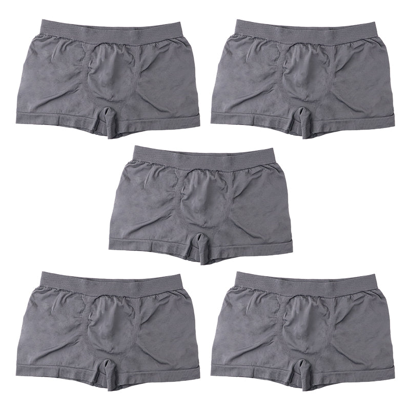 メンズ ボクサーパンツ フィット 前閉じ ストレッチ 下着 男性用 無地 M L LL 5枚セット M L LL 黒 ブラック灰色 グレー 前閉じ 前とじ 個包装